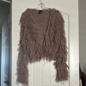 Vince Camuto Fuzzy Brown Cardigan